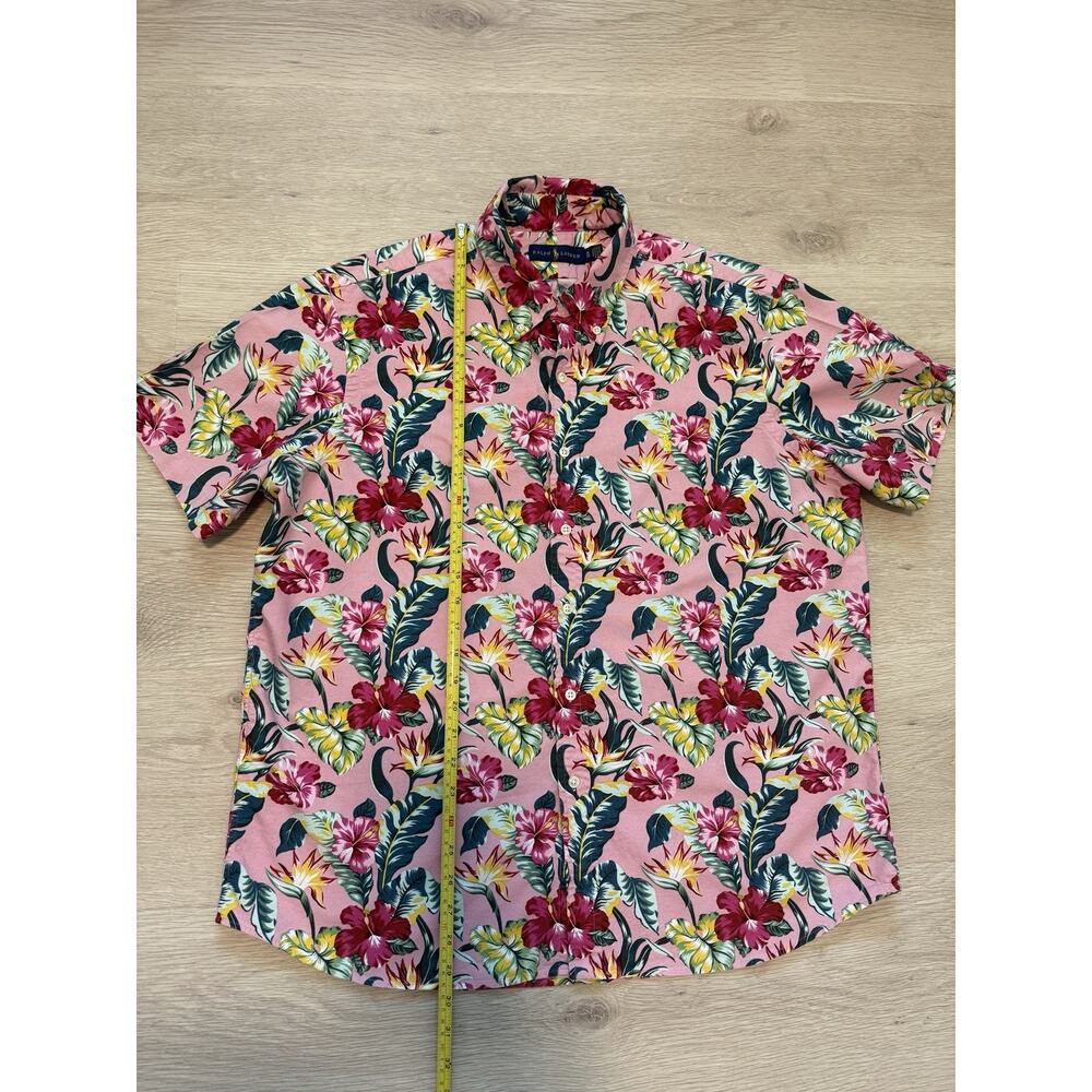 Ralph Lauren Shirt Men’s XL Pink Tropical Hawaiian Floral Button Front Cotton - Picture 7 of 12
